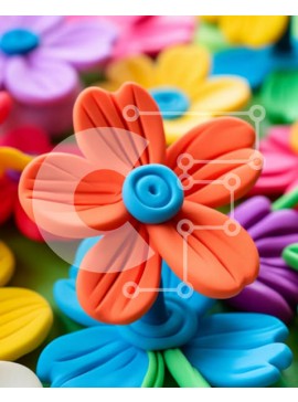 Intra Συλλεκτικό Ξύλινο Παζλ Plywood  4mm - Κύκλος από πολύχρωμα πλαστικά λουλούδια σε πράσινη επιφάνεια Σε Ξύλινο Κουτί - Διαστάσεις Puzzle: 10x10 cm – 25 κομμάτια