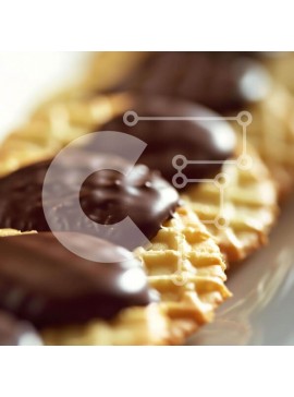 Σετ των 2 Intra Συλλεκτικό Ξύλινο Παζλ Plywood  4mm - Μπισκότα γκοφρέτας καλυμμένα με σοκολάτα σε λευκό πιάτο Σε Ξύλινο Κουτί - Διαστάσεις: 10x10 cm – 25 κομμάτια