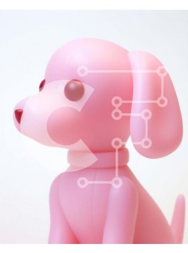 Intra Συλλεκτικό Ξύλινο Παζλ Plywood  4mm - Ροζ-παιχνιδόσκυλο με κόκκινα μάτια σε υπόλευκο φόντο Σε Ξύλινο Κουτί - Διαστάσεις Puzzle: 10x10 cm – 25 κομμάτια