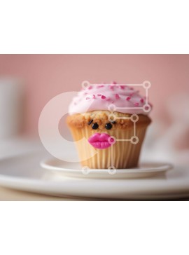 Σετ των 2 Intra Συλλεκτικό Ξύλινο Παζλ Plywood  4mm - Ροζ Cupcake με καφέ σε ένα τραπέζι Σε Ξύλινο Κουτί - Διαστάσεις: 10x10 cm – 25 κομμάτια
