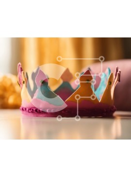 Intra Συλλεκτικό Ξύλινο Παζλ Plywood  4mm - Πολύχρωμο χειροποίητο στέμμα στο τραπέζι Σε Ξύλινο Κουτί - Διαστάσεις Puzzle: 10x10 cm – 25 κομμάτια