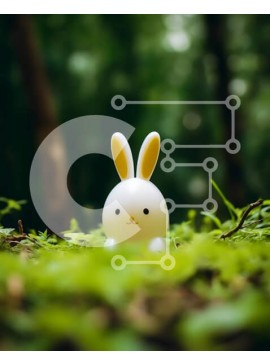 Intra Συλλεκτικό Ξύλινο Παζλ Plywood  4mm - Λευκό παιχνίδι λαγουδάκι στα πράσινα φύλλα στο δάσος Σε Ξύλινο Κουτί - Διαστάσεις: 10x10 cm – 25 κομμάτια