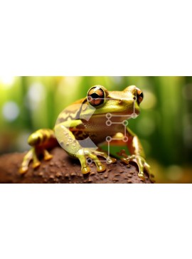 Intra Συλλεκτικό Ξύλινο Παζλ Plywood  4mm - Εκπληκτική κινηματογράφηση σε πρώτο πλάνο ενός βατράχου σε ένα κούτσουρο σε ένα δάσος Σε Ξύλινο Κουτί - Διαστάσεις: 10x10 cm – 25 κομμάτια