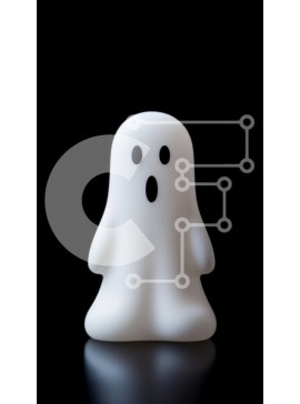 Intra Συλλεκτικό Ξύλινο Παζλ Plywood  4mm - Περίεργο ειδώλιο λευκό φάντασμα σε μαύρο φόντο Σε Ξύλινο Κουτί - Διαστάσεις Puzzle: 10x10 cm – 25 κομμάτια