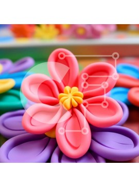 Intra Συλλεκτικό Ξύλινο Παζλ Plywood  4mm - Πολύχρωμα πλαστικά λουλούδια τοποθετημένα σε κύκλο Σε Ξύλινο Κουτί - Διαστάσεις Puzzle: 10x10 cm – 25 κομμάτια