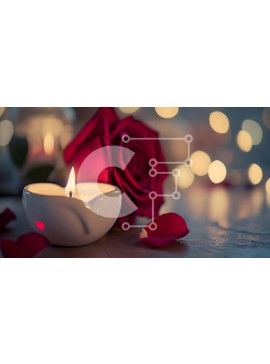 Intra Συλλεκτικό Ξύλινο Παζλ Plywood  4mm - Ρομαντικό κερί και τριαντάφυλλα σε ένα τραπέζι Σε Ξύλινο Κουτί - Διαστάσεις Puzzle: 10x10 cm – 25 κομμάτια