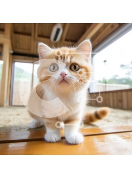 Intra Συλλεκτικό Ξύλινο Παζλ Plywood  4mm - Χαριτωμένο γατάκι με αφράτη ουρά που κοιτάζει ψηλά στην κάμερα Σε Ξύλινο Κουτί - Διαστάσεις: 10x10 cm – 25 κομμάτια