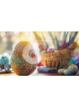 Intra Συλλεκτικό Ξύλινο Παζλ Plywood  4mm - Πολύχρωμα Πασχαλινά αυγά και χειροτεχνίες για την άνοιξη Σε Ξύλινο Κουτί - Διαστάσεις Puzzle: 10x10 cm – 25 κομμάτια