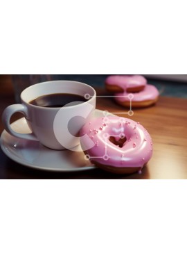 Σετ των 2 Intra Συλλεκτικό Ξύλινο Παζλ Plywood  4mm - Νόστιμα ροζ ντόνατς και καφές με φρέσκα φρούτα Σε Ξύλινο Κουτί - Διαστάσεις: 10x10 cm – 25 κομμάτια