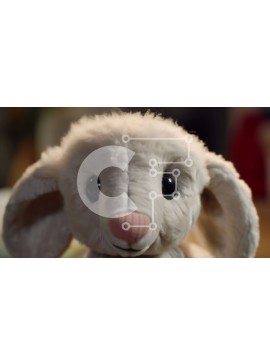 Intra Συλλεκτικό Ξύλινο Παζλ Plywood  4mm - Λευκό γεμιστό κουνελάκι με μαύρες κηλίδες Σε Ξύλινο Κουτί - Διαστάσεις Puzzle: 10x10 cm – 25 κομμάτια