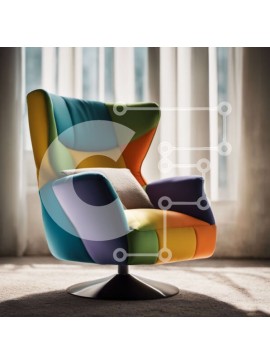 Intra Συλλεκτικό Ξύλινο Παζλ Plywood  4mm - Πολύχρωμη πολυθρόνα σε μοντέρνο δωμάτιο με μεγάλα παράθυρα Σε Ξύλινο Κουτί - Διαστάσεις Puzzle: 10x10 cm – 25 κομμάτια