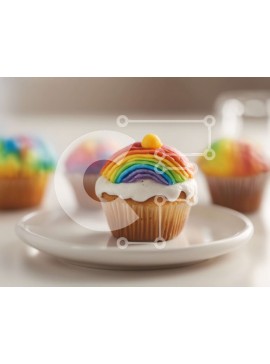 Σετ των 2 Intra Συλλεκτικό Ξύλινο Παζλ Plywood  4mm - Rainbow Cupcakes με καφέ σε ένα πιάτο Σε Ξύλινο Κουτί - Διαστάσεις: 10x10 cm – 25 κομμάτια