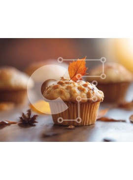 Σετ των 2 Intra Συλλεκτικό Ξύλινο Παζλ Plywood  4mm - Μάφιν στο φθινοπωρινό φύλλο Σε Ξύλινο Κουτί - Διαστάσεις: 10x10 cm – 25 κομμάτια