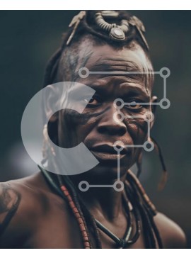 Intra Συλλεκτικό Ξύλινο Παζλ Plywood  4mm - Πορτρέτο ενός άνδρα με Dreadlocks και τατουάζ Σε Ξύλινο Κουτί - Διαστάσεις Puzzle: 10x10 cm – 25 κομμάτια