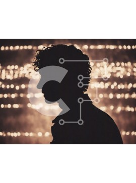 Intra Συλλεκτικό Ξύλινο Παζλ Plywood  4mm - Σιλουέτα ενός άνδρα που στέκεται μπροστά από το φωτισμένο φόντο Σε Ξύλινο Κουτί - Διαστάσεις Puzzle: 10x10 cm – 25 κομμάτια