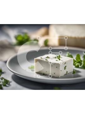 Σετ των 2 Intra Συλλεκτικό Ξύλινο Παζλ Plywood  4mm - Τετράγωνο κομμάτι τόφου σε λευκό πιάτο με φρέσκα βότανα Σε Ξύλινο Κουτί - Διαστάσεις: 10x10 cm – 25 κομμάτια