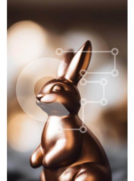 Intra Συλλεκτικό Ξύλινο Παζλ Plywood  4mm - Άγαλμα λαγουδάκι του Πάσχα σε πορτοκαλί φόντο Σε Ξύλινο Κουτί - Διαστάσεις Puzzle: 10x10 cm – 25 κομμάτια