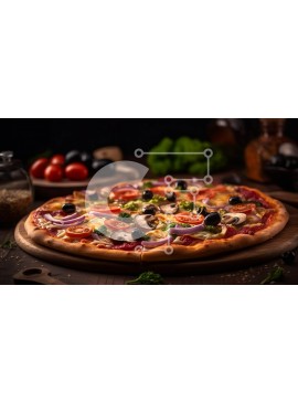 Σετ των 2 Intra Συλλεκτικό Ξύλινο Παζλ Plywood  4mm - Νόστιμη πίτσα με διάφορα γαρνιτούρα σε ξύλινη σανίδα Σε Ξύλινο Κουτί - Διαστάσεις: 10x10 cm – 25 κομμάτια
