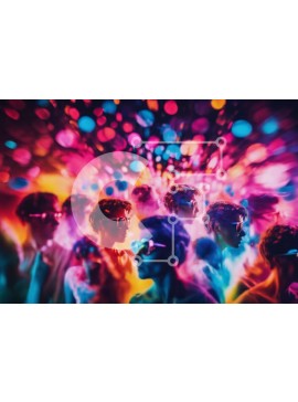 Intra Συλλεκτικό Ξύλινο Παζλ Plywood  4mm - Πολύχρωμο πάρτι με ανθρώπους που χορεύουν και λαμπερά φώτα Σε Ξύλινο Κουτί - Διαστάσεις Puzzle: 10x10 cm – 25 κομμάτια