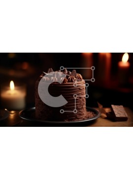 Σετ των 2 Intra Συλλεκτικό Ξύλινο Παζλ Plywood  4mm - Λαχταριστό κέικ σοκολάτας με παγωμένο σοκολάτα και κεριά Σε Ξύλινο Κουτί - Διαστάσεις: 10x10 cm – 25 κομμάτια