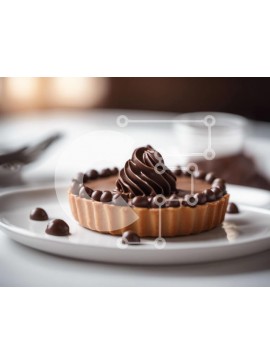 Σετ των 2 Intra Συλλεκτικό Ξύλινο Παζλ Plywood  4mm - Νόστιμο επιδόρπιο τάρτας σοκολάτας σε λευκό πιάτο Σε Ξύλινο Κουτί - Διαστάσεις: 10x10 cm – 25 κομμάτια