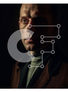 Intra Συλλεκτικό Ξύλινο Παζλ Plywood  4mm - Σοβαρός άντρας με καφέ κοστούμι με μαύρη γραβάτα Σε Ξύλινο Κουτί - Διαστάσεις Puzzle: 10x10 cm – 25 κομμάτια