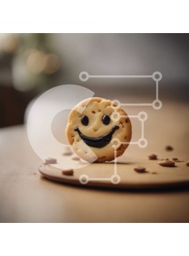 Σετ των 2 Intra Συλλεκτικό Ξύλινο Παζλ Plywood  4mm - Μπισκότο Smiley Face σε τραπέζι με κράκερ και τσιπς σοκολάτας Σε Ξύλινο Κουτί - Διαστάσεις: 10x10 cm – 25 κομμάτια