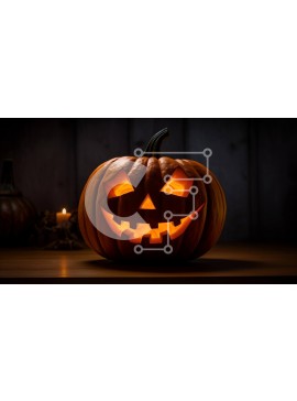 Intra Συλλεκτικό Ξύλινο Παζλ Plywood  4mm - Σκαλιστή κολοκύθα με λαμπερά μάτια για το Halloween Σε Ξύλινο Κουτί - Διαστάσεις Puzzle: 10x10 cm – 25 κομμάτια