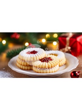 Σετ των 2 Intra Συλλεκτικό Ξύλινο Παζλ Plywood  4mm - Νόστιμα μπισκότα σε λευκό πιάτο Σε Ξύλινο Κουτί - Διαστάσεις: 10x10 cm – 25 κομμάτια