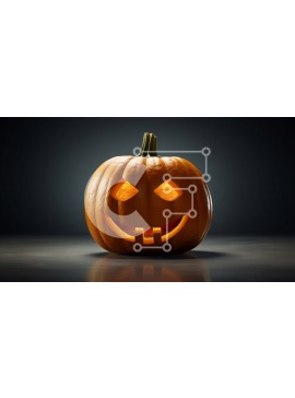 Intra Συλλεκτικό Ξύλινο Παζλ Plywood  4mm - Χαμογελαστή σκαλισμένη κολοκύθα σε σκούρο φόντο Σε Ξύλινο Κουτί - Διαστάσεις Puzzle: 10x10 cm – 25 κομμάτια