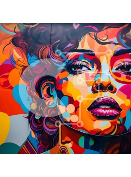 Σετ των 2 Intra Συλλεκτικό Ξύλινο Παζλ Plywood  4mm - Ζωντανό πορτρέτο μιας γυναίκας με πολύχρωμα μαλλιά και μακιγιάζ Σε Ξύλινο Κουτί - Διαστάσεις: 10x10 cm – 25 κομμάτια