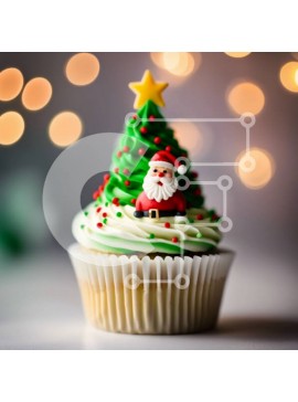 Σετ των 2 Intra Συλλεκτικό Ξύλινο Παζλ Plywood  4mm - Νόστιμο Cupcake Άγιου Βασίλη σε ένα εορταστικό τραπέζι Σε Ξύλινο Κουτί - Διαστάσεις: 10x10 cm – 25 κομμάτια