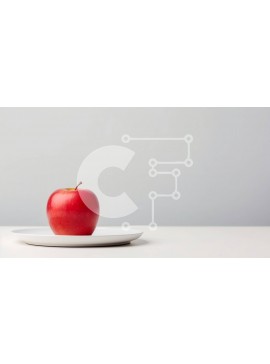 Σετ των 2 Intra Συλλεκτικό Ξύλινο Παζλ Plywood  4mm - Κόκκινο μήλο στο άσπρο πιάτο Σε Ξύλινο Κουτί - Διαστάσεις: 10x10 cm – 25 κομμάτια