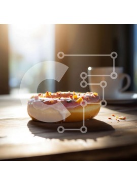 Σετ των 2 Intra Συλλεκτικό Ξύλινο Παζλ Plywood  4mm - Λαχταριστή εικόνα ενός γυαλισμένου ντόνατ με ροζ πάγωμα και ψεκασμούς Σε Ξύλινο Κουτί - Διαστάσεις: 10x10 cm – 25 κομμάτια