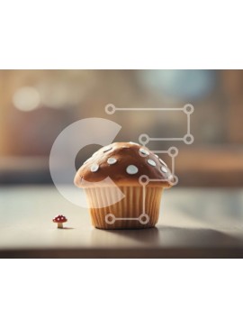 Σετ των 2 Intra Συλλεκτικό Ξύλινο Παζλ Plywood  4mm - Λαχταριστό cupcake με πουά σε ξύλινο τραπέζι Σε Ξύλινο Κουτί - Διαστάσεις: 10x10 cm – 25 κομμάτια