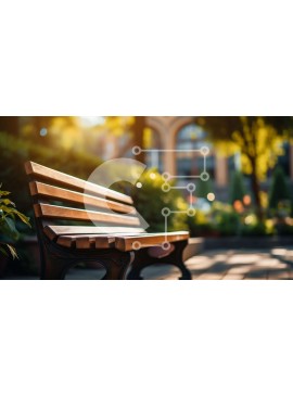 Intra Συλλεκτικό Ξύλινο Παζλ Plywood  4mm - Ξύλινος πάγκος στο πεζοδρόμιο με δέντρα και κτίρια στο παρασκήνιο Σε Ξύλινο Κουτί - Διαστάσεις: 10x10 cm – 25 κομμάτια