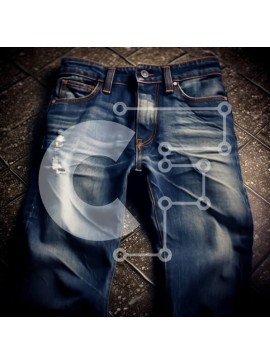 Σετ των 2 Intra Συλλεκτικό Ξύλινο Παζλ Plywood  4mm - Φθαρμένο και ταλαιπωρημένο μπλε τζιν με σκισίματα και ξεφτισμένες άκρες Σε Ξύλινο Κουτί - Διαστάσεις: 10x10 cm – 25 κομμάτια