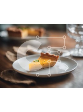 Σετ των 2 Intra Συλλεκτικό Ξύλινο Παζλ Plywood  4mm - Φέτα λεμονόπιτας σε λευκό πιάτο Σε Ξύλινο Κουτί - Διαστάσεις: 10x10 cm – 25 κομμάτια