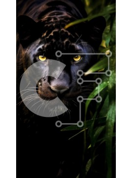 Σετ των 2 Intra Συλλεκτικό Ξύλινο Παζλ Plywood  4mm - Κομψός και λαμπερός Μαύρος Πάνθηρας στην πλούσια ζούγκλα Σε Ξύλινο Κουτί - Διαστάσεις: 10x10 cm – 25 κομμάτια