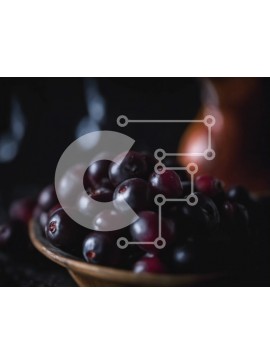 Σετ των 2 Intra Συλλεκτικό Ξύλινο Παζλ Plywood  4mm - Μπολ με σκούρα κόκκινα σταφύλια σε μια σκοτεινή επιφάνεια Σε Ξύλινο Κουτί - Διαστάσεις: 10x10 cm – 25 κομμάτια