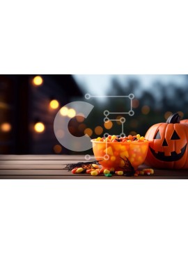 Intra Συλλεκτικό Ξύλινο Παζλ Plywood  4mm - Αποκριάτικη διακόσμηση με κολοκύθα και καραμέλα καλαμπόκι Σε Ξύλινο Κουτί - Διαστάσεις Puzzle: 10x10 cm – 25 κομμάτια