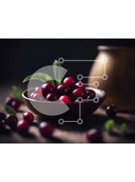 Σετ των 2 Intra Συλλεκτικό Ξύλινο Παζλ Plywood  4mm - Φρέσκα Cranberries σε ένα ξύλινο τραπέζι Σε Ξύλινο Κουτί - Διαστάσεις: 10x10 cm – 25 κομμάτια