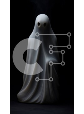 Intra Συλλεκτικό Ξύλινο Παζλ Plywood  4mm - Φιγούρα σαν φάντασμα που κάθεται μπροστά σε μαύρο φόντο Σε Ξύλινο Κουτί - Διαστάσεις Puzzle: 10x10 cm – 25 κομμάτια