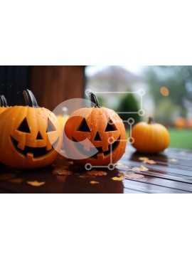 Intra Συλλεκτικό Ξύλινο Παζλ Plywood  4mm - Τρεις κολοκύθες σε ένα ξύλινο τραπέζι Σε Ξύλινο Κουτί - Διαστάσεις Puzzle: 10x10 cm – 25 κομμάτια