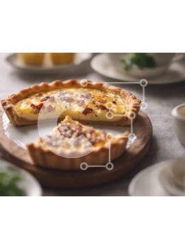 Σετ των 2 Intra Συλλεκτικό Ξύλινο Παζλ Plywood  4mm - Νόστιμη κις με φλιτζάνια καφέ σε τραπεζαρία Σε Ξύλινο Κουτί - Διαστάσεις: 10x10 cm – 25 κομμάτια