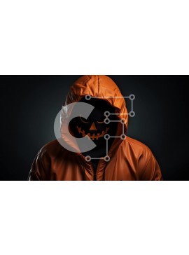 Intra Συλλεκτικό Ξύλινο Παζλ Plywood  4mm - Μυστηριώδης φιγούρα με πορτοκαλί φούτερ με μάσκα κρανίου Σε Ξύλινο Κουτί - Διαστάσεις Puzzle: 10x10 cm – 25 κομμάτια