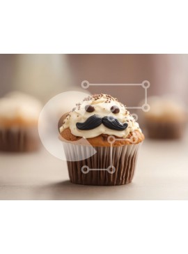 Σετ των 2 Intra Συλλεκτικό Ξύλινο Παζλ Plywood  4mm - Cupcake μουστάκι με παγωμένο σοκολάτα Σε Ξύλινο Κουτί - Διαστάσεις: 10x10 cm – 25 κομμάτια