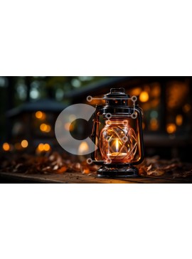 Intra Συλλεκτικό Ξύλινο Παζλ Plywood  4mm - Όμορφη εικόνα vintage φαναριού με φλόγα που τρεμοπαίζει Σε Ξύλινο Κουτί - Διαστάσεις Puzzle: 10x10 cm – 25 κομμάτια