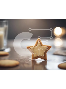 Σετ των 2 Intra Συλλεκτικό Ξύλινο Παζλ Plywood  4mm - Μπισκότο σε σχήμα αστεριού στο τραπέζι με ποτήρια γάλακτος Σε Ξύλινο Κουτί - Διαστάσεις: 10x10 cm – 25 κομμάτια