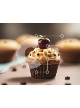 Σετ των 2 Intra Συλλεκτικό Ξύλινο Παζλ Plywood  4mm - Λαχταριστό Cupcake με τσιπς μήλου και σοκολάτας Σε Ξύλινο Κουτί - Διαστάσεις: 10x10 cm – 25 κομμάτια